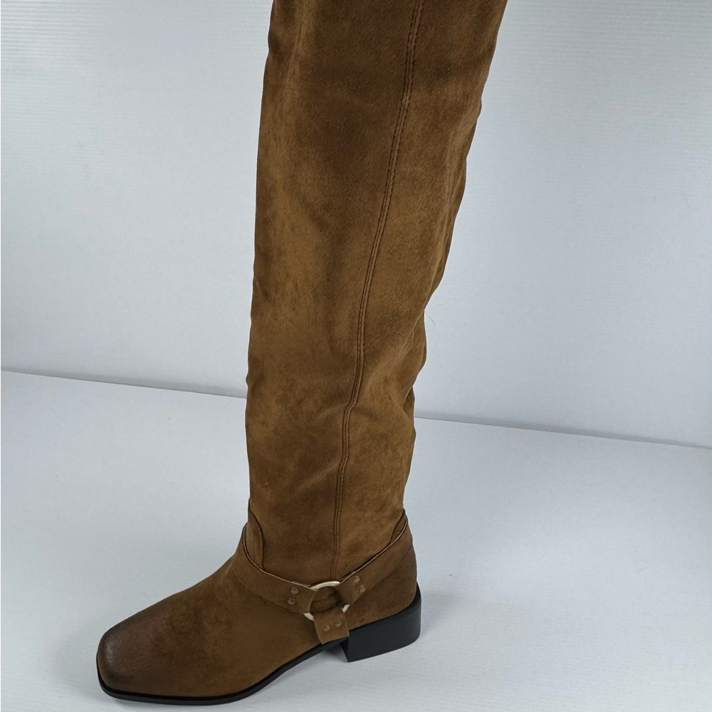 Azalea Wang Eathelin Brown Over The Knee Moto Boots NIB Size 7 / 9 - Picture 9 of 9